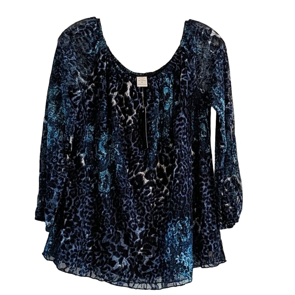 NWT Jennie & Marlis Blue Printed Blouse, M
